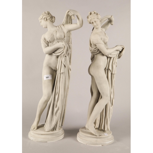 381 - Two classical plaster lady figures