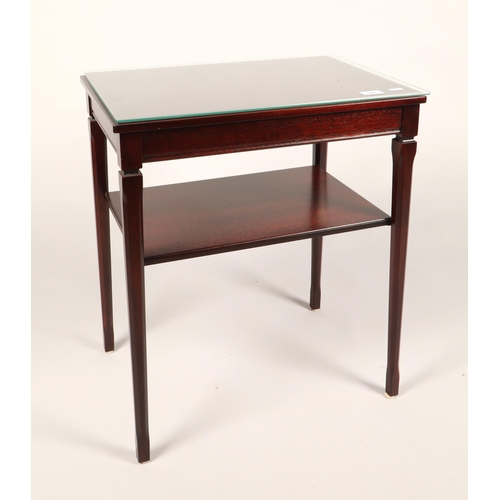 524 - Mahogany glass topped side table with shelf