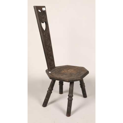 561 - Oak carved spinning chair