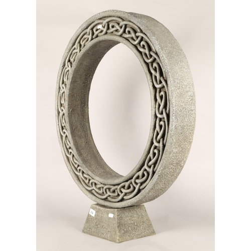 574 - Circular resin Celtic ring sculpture, 80cms tall