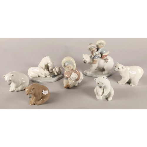 326 - Seven Lladro polar bear figurines (7)