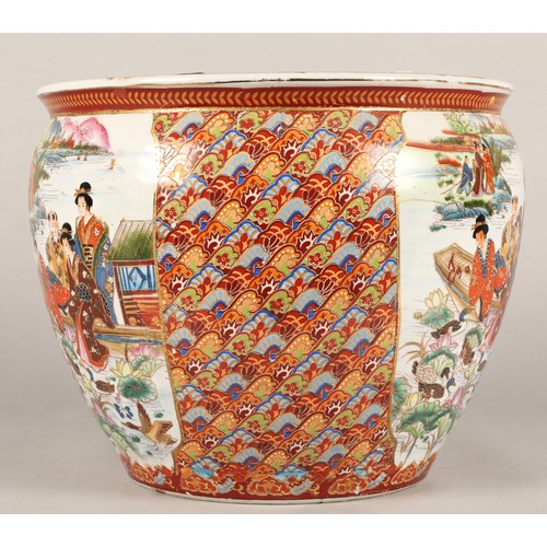 591 - Oriental porcelain fishbowl planter