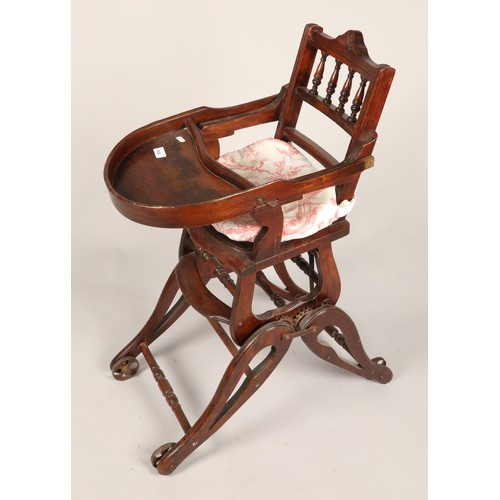 592 - Antique high chair with cushion