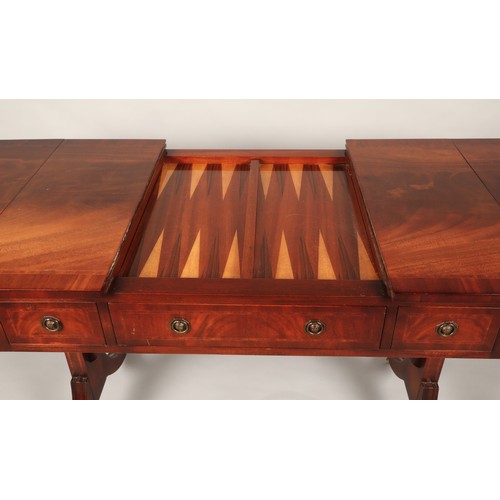 593 - Wade extendable three drawer mahogany games table