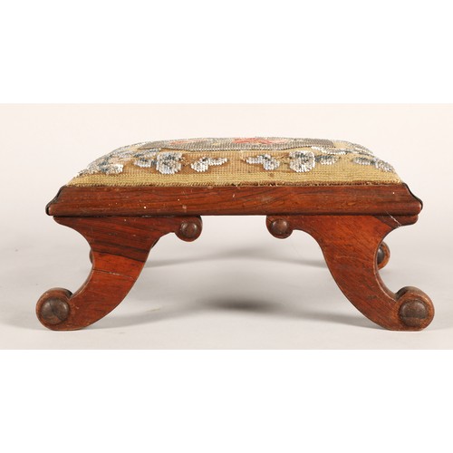 664 - Needlepoint mahogany foot stool