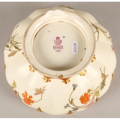 181 - Royal Worcester hand painted floral bowl, 23cm d