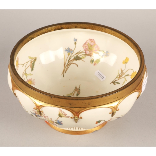 181 - Royal Worcester hand painted floral bowl, 23cm d