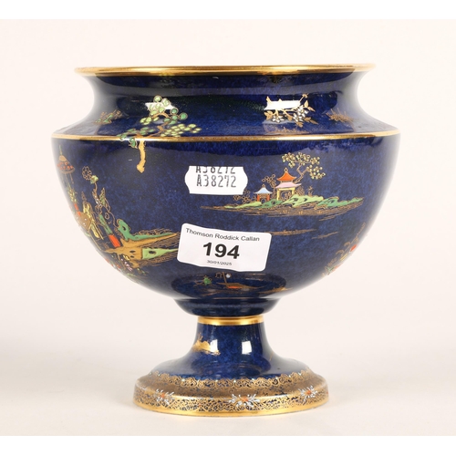 194 - Carlton Ware bleu Pagoda footed bowl, 15cm h. 