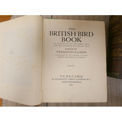 293 - KIRKMAN F. B.  The British Bird Book. 2 vols. Poor cond. but many col. plates. Quarto. 191... 