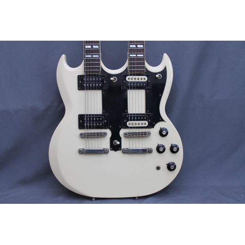 CSI custom double neck 12-6 string electric guitar with cream and black ...