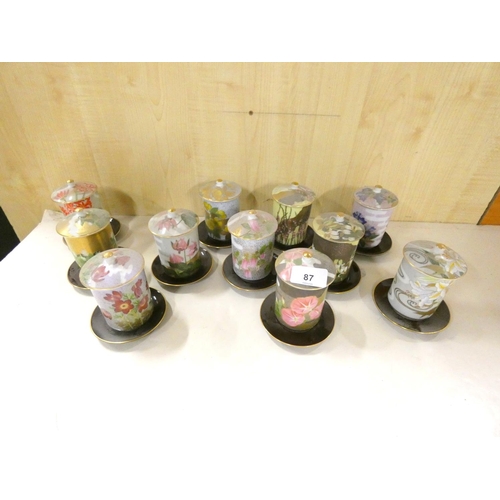 87 - Set of eleven Chinese chocolate cups.