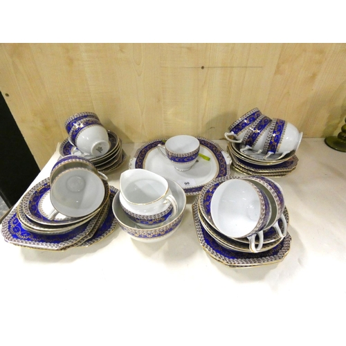 90 - Victoria China blue and white tea set.