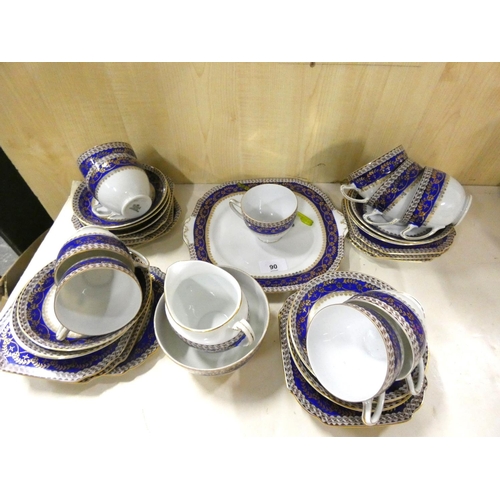 90 - Victoria China blue and white tea set.