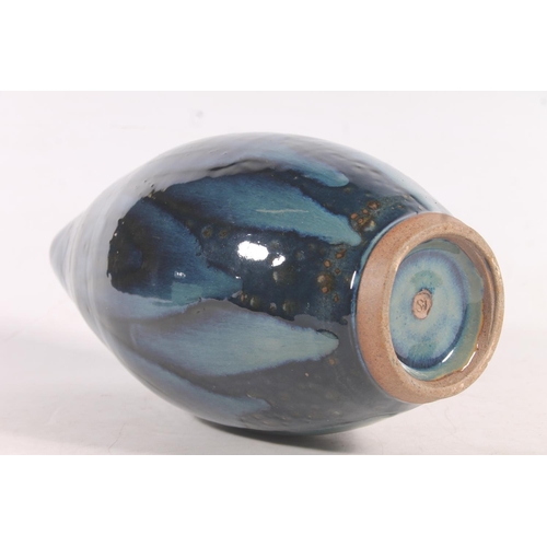 11 - Susan Millar blue glazed Studio Pottery vase, 27cm high.