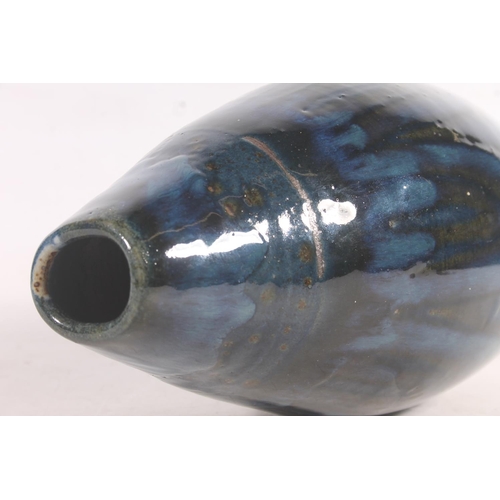 11 - Susan Millar blue glazed Studio Pottery vase, 27cm high.