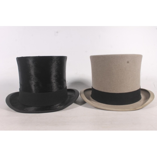 12 - Tress & Co. of London grey top hat and a Walter Barnard black top hat.