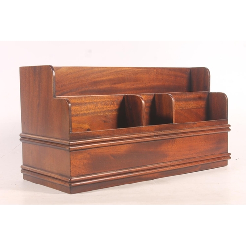 24 - 1930s mahogany stationery rack, 36cm wide.