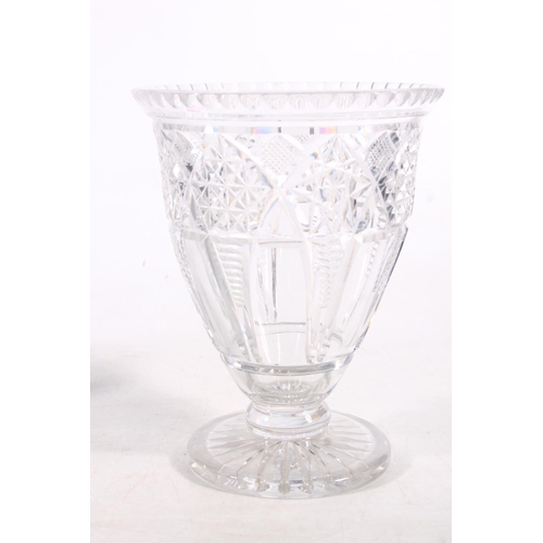 27 - Cut-glass vase, and a Whitefriars style clear glass, largest 24cm high.