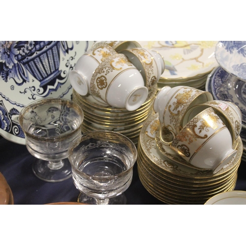 47 - Noritake gilt cups and saucers, a pair of French glass sundae dishes, Royal Worcester Dorothy Dought... 