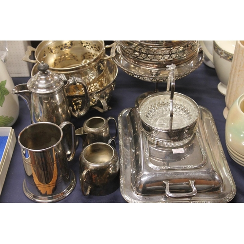 55 - Silver-plated items to include vases, jugs, etc.