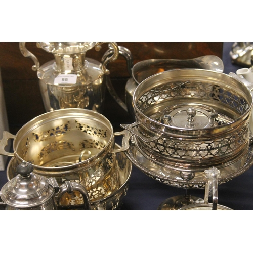 55 - Silver-plated items to include vases, jugs, etc.