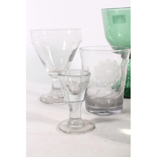 7 - Victorian glassware to include rummers, an engraved beaker, a toastmasters illusion glass and a late... 