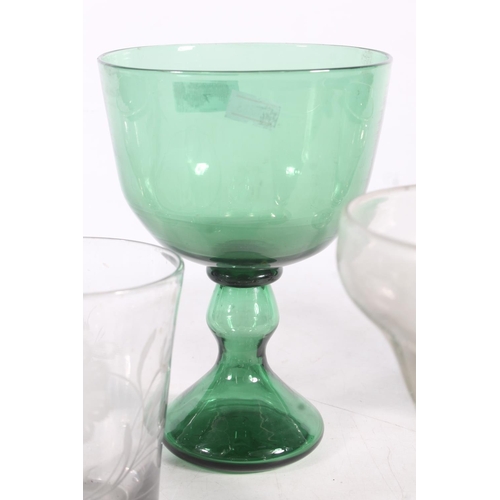 7 - Victorian glassware to include rummers, an engraved beaker, a toastmasters illusion glass and a late... 