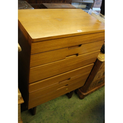 684 - Teak chest of six drawers, 73cm wide x 112cm tall.