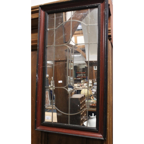 727 - Leaded glass style rectangular wall mirror.