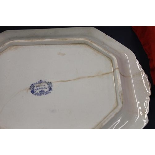 124 - Victorian blue and white Royal Persian meat plates, drainers, etc.