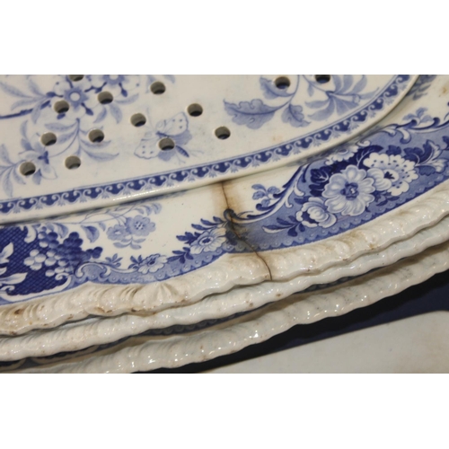 124 - Victorian blue and white Royal Persian meat plates, drainers, etc.