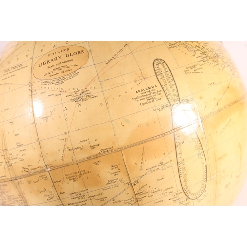 131 - Vintage Phillips terrestrial library globe, 13.5