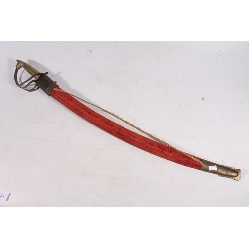 141 - Middle Eastern brass hilted sabre.
