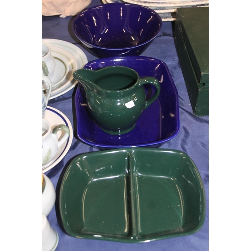 144 - Buchan stoneware jugs, plates, tankards, etc.