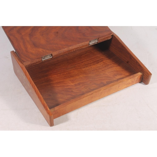 154 - Hardwood writing slope with brass inlay.