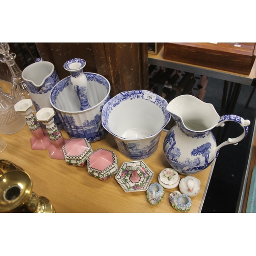 159 - Collection of blue and white Copeland Spode Italian pattern pieces including jug, jardini&egrave;re,... 