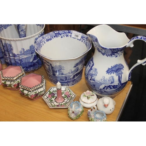 159 - Collection of blue and white Copeland Spode Italian pattern pieces including jug, jardini&egrave;re,... 