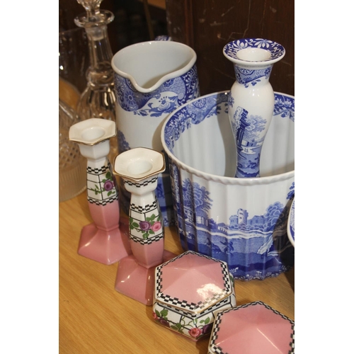 159 - Collection of blue and white Copeland Spode Italian pattern pieces including jug, jardini&egrave;re,... 