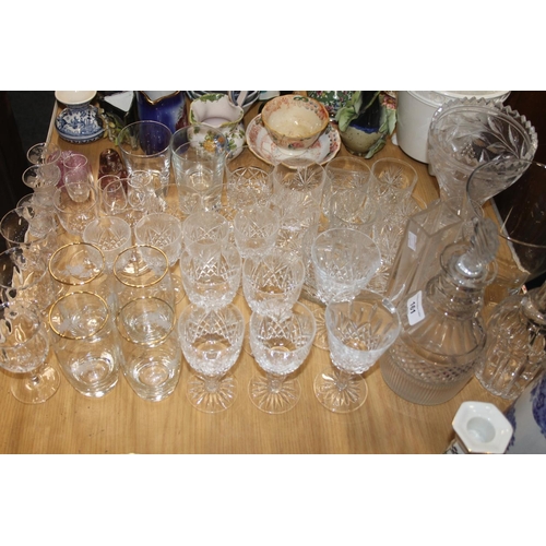 161 - Collection of glassware, decanters, whisky tumblers, vase etc.
