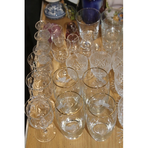 161 - Collection of glassware, decanters, whisky tumblers, vase etc.