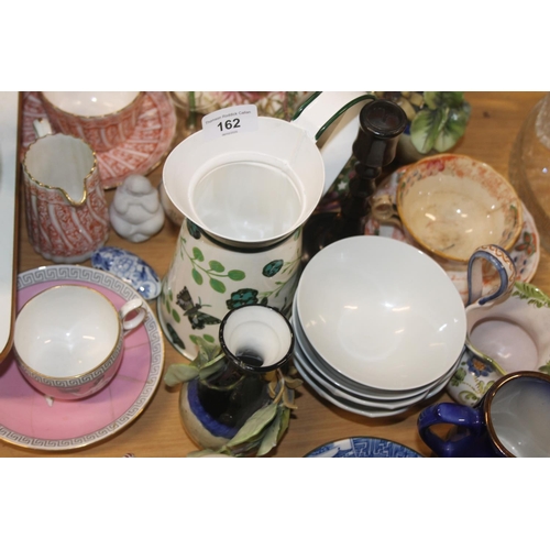 162 - Collection of ceramics including teacup and saucer, bowls, jardini&egrave;re, jugs etc.