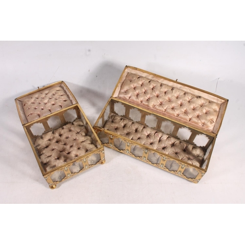 169 - Two large French gilt metal and glass enamelled  jewellery caskets.