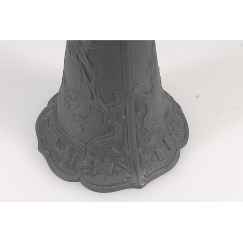 172 - Wedgwood black basalt pottery trumpet form vase, H24cm.