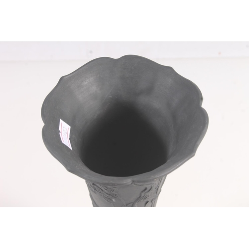 172 - Wedgwood black basalt pottery trumpet form vase, H24cm.