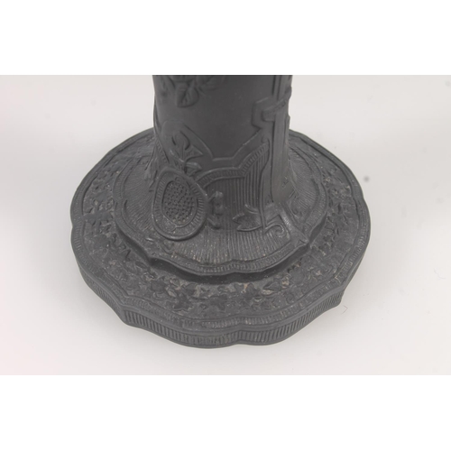 172 - Wedgwood black basalt pottery trumpet form vase, H24cm.