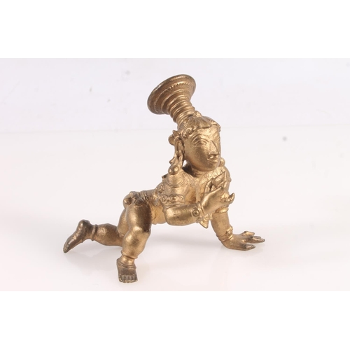 174 - Antique Indian cast gilt metal figure of Bala-Krishna, H13cm.
