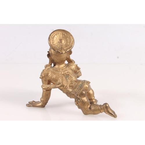 174 - Antique Indian cast gilt metal figure of Bala-Krishna, H13cm.