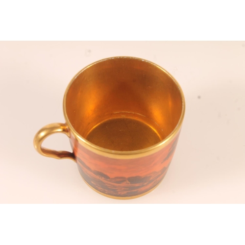 175 - English early 19thC transfer printed coffee cup with gilt interior, H6.5cm.
