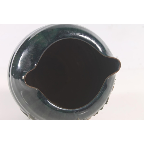 185 - Elton Ware of Clevedon art pottery double spout vase, base signed E.H. Elton, H12.5cm