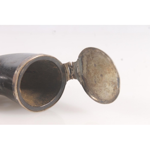 193 - 19thC horn snuff mull with hinged silver cap, L7.5cm.